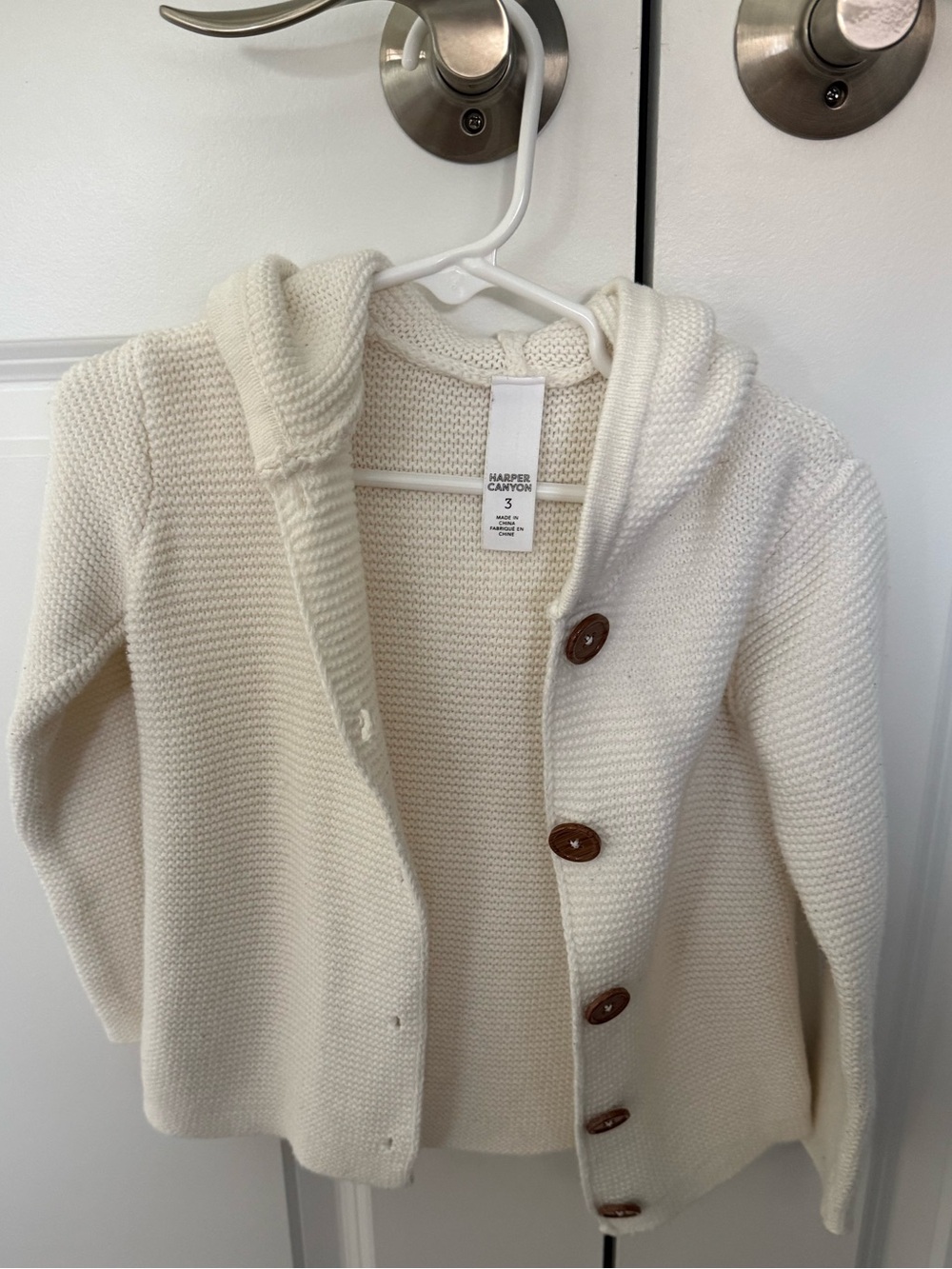 white hooded cardigan